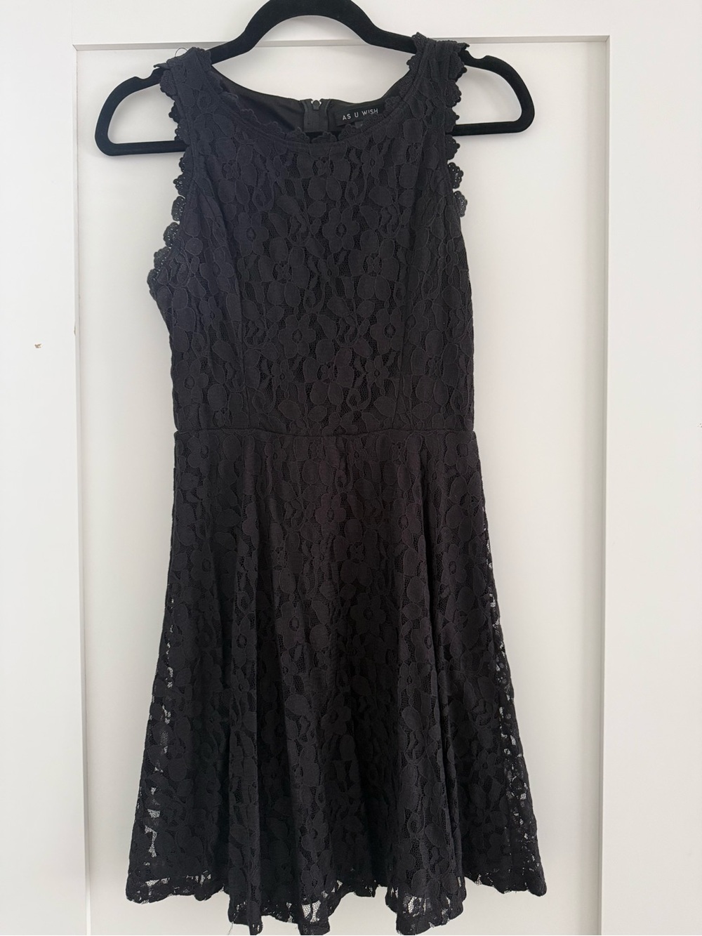 As U Wish Black Lace Fit-and-Flare Dress